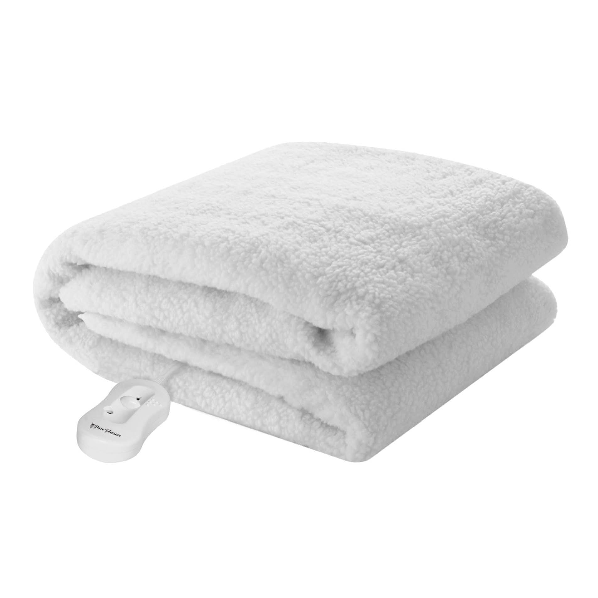 PURE PLEASURE - SINGLE - SHERPA FLEECE - FITTED ELECTRIC BLANKET w/ ELASTIC 91x188