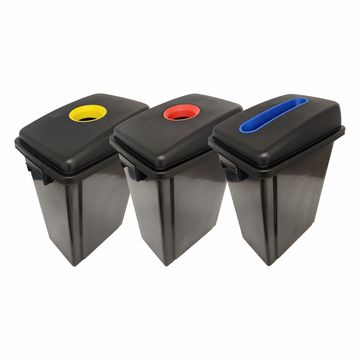 Janitorial Bin Recycling Set of 3 - Plastic