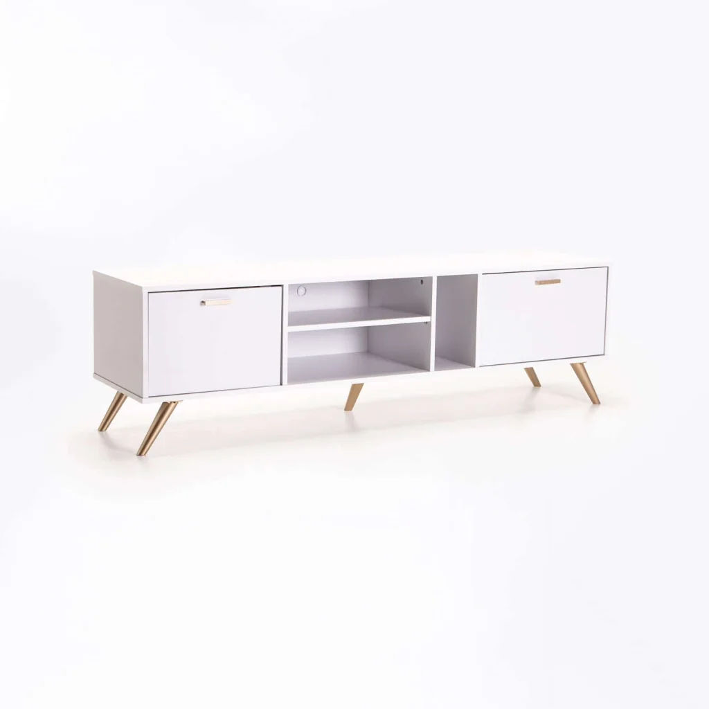 LENA 160cm 2 Door TV Unit White — Sleek Modern Storage Console