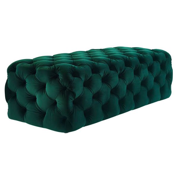 Lifestyle Velvet Jumbo Rectangle Ottoman- Green Velvet