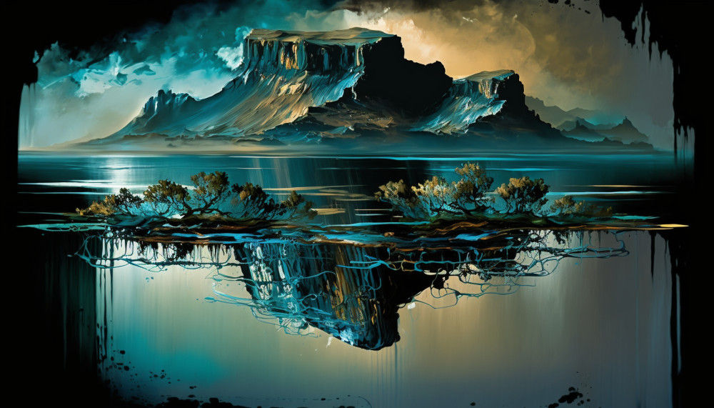 Canvas Wall Art - Canvas Wall Art –Table Mountain Reflection Abstract - B1084 - [120 x 80 cm]