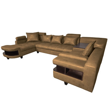 Clarence U Shape Sectional Corner Sofa- SD-Brown