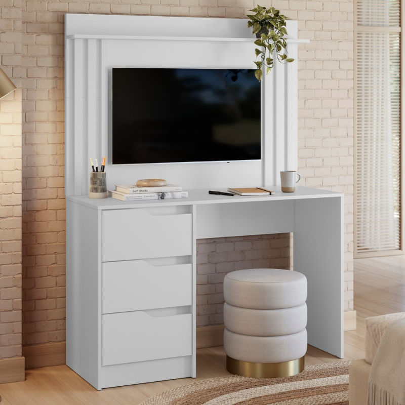 Doble Panel Desk with Slatted Finish