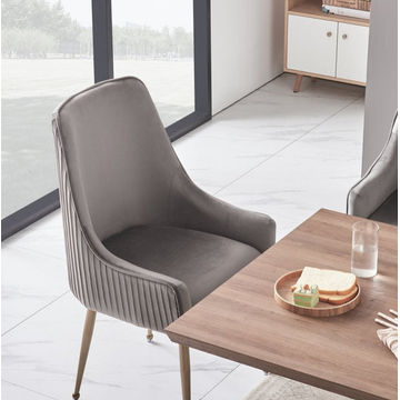 Violeta Pleated Back Velvet Dining Chair -Grey