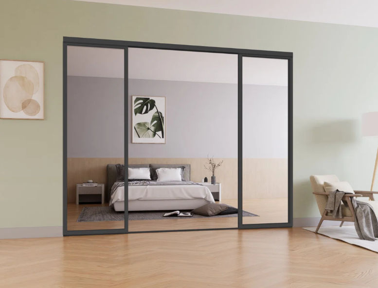 GreenLine Interiors Aluminium sliding door Black 2 panel sliding W3000MM x H2100MM