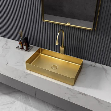 Cora Rectangular Stainless Steel Wash Basin-Gold