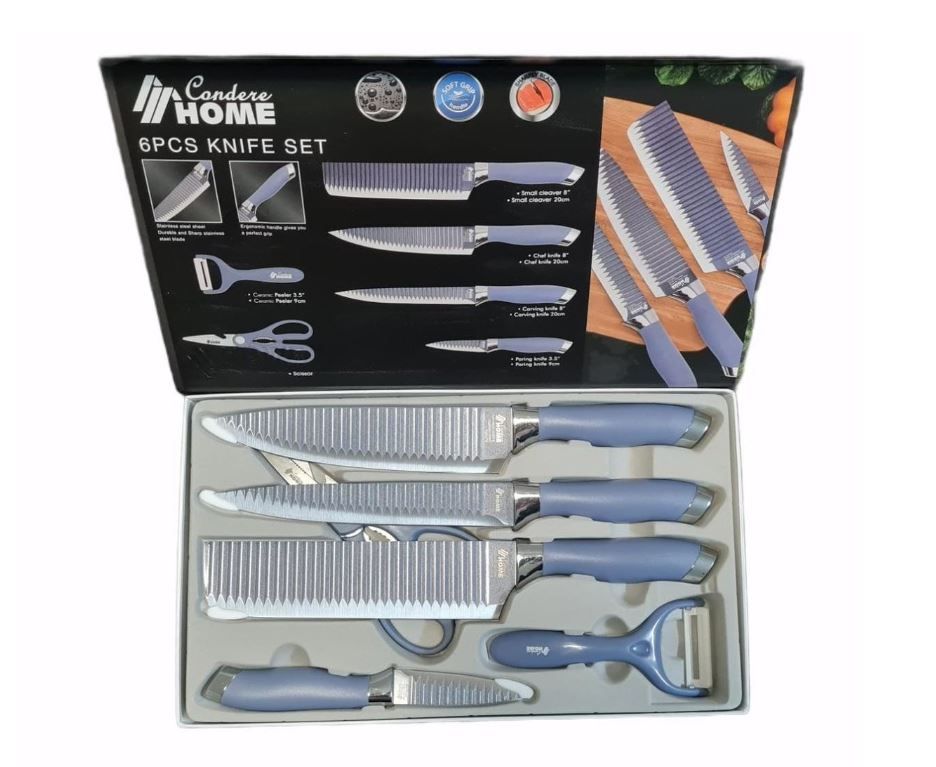 Condere 6-pcs Non-Stick Coated Kitchen Knives - Blue