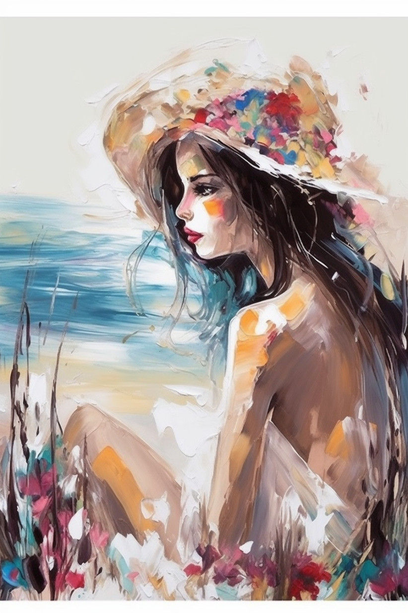 Canvas Wall Art - Beautiful Woman. Abstract - A1717 - [120 x 80 cm]