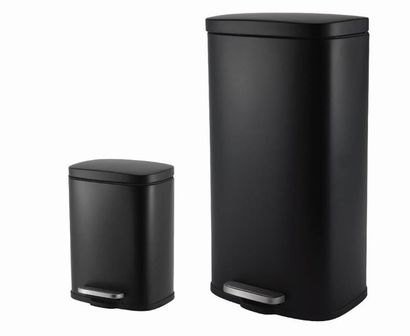 CASA MODENA 5L + 30L RECTANGLE STEEL PEDAL BIN COMBO SET - BLACK