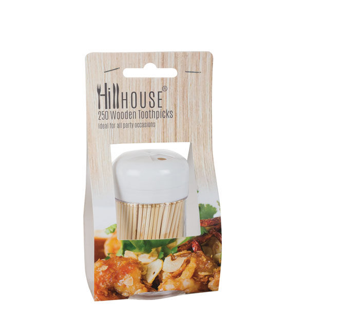 Toothpick Holder with Toothpicks - Wooden - 250 - 10 Pack