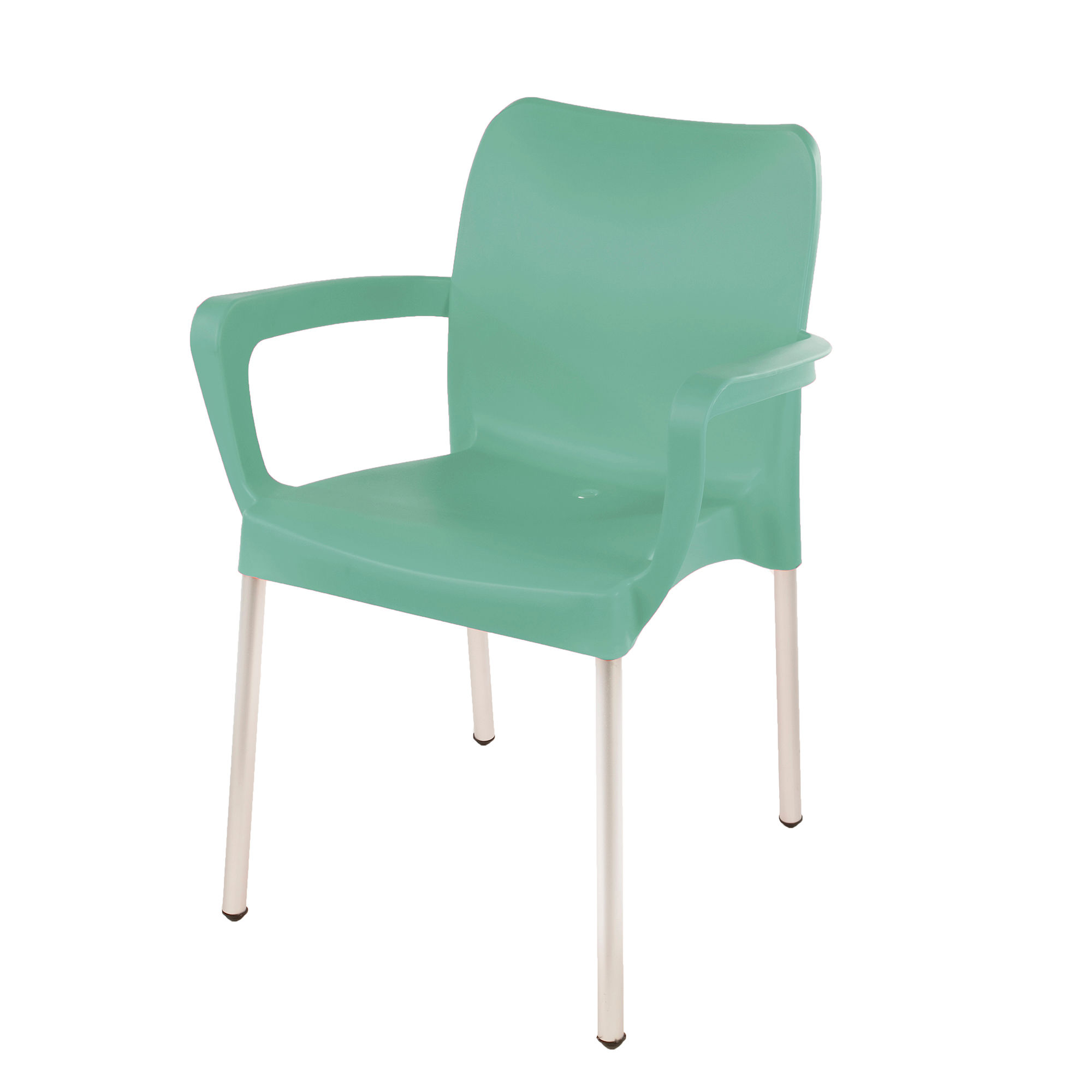 Heavy Duty Plastic Stacking Chair – Bistro Design with Armrests - Laurel Green - 1 Chair
