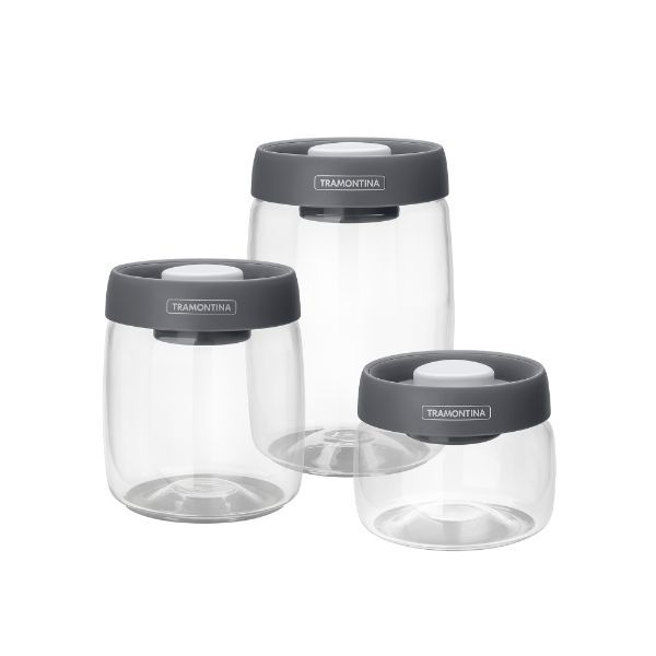 Tramontina 3pc. Glass Storage Containers With Vacuum Sealed Lid Set