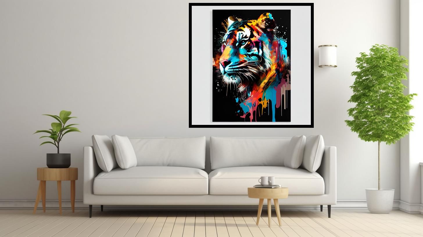 Canvas Wall Art - Tiger Painting - B1607 [120 x 80 cm]