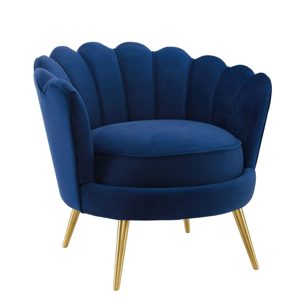 Nu Dekor - Tulip Velvet Single Seater Chair - Navy