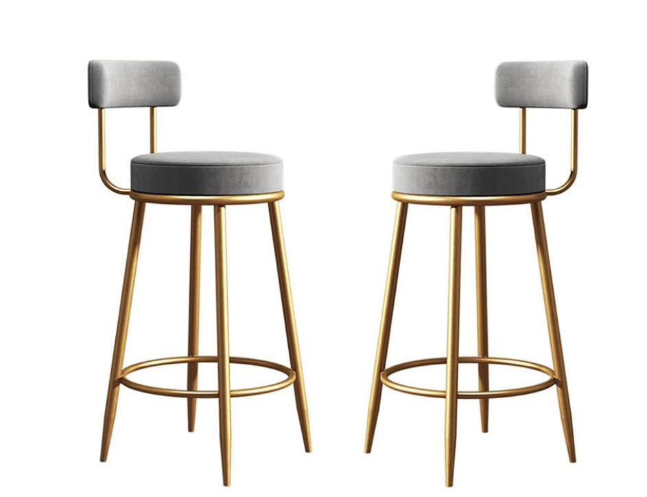 Set of 2 Modern Velvet Counter Bar Stools