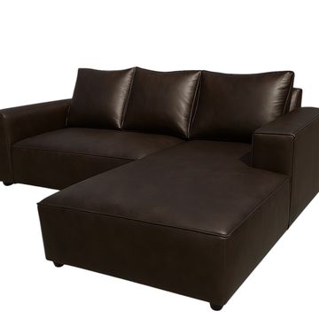 Sicily L Shape Couch - Leather -dark brown - Left Sided