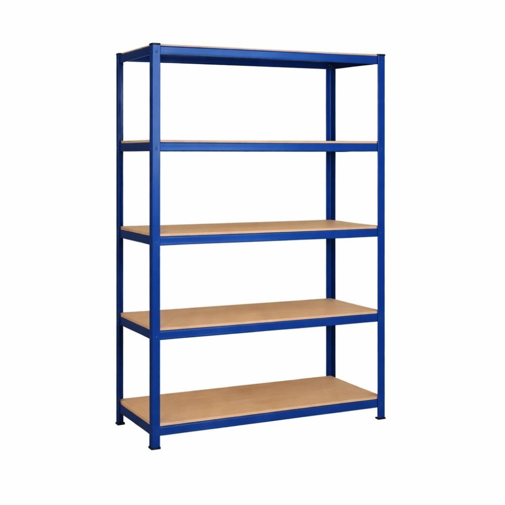 Bragg Heavy-Duty 5-Tier 2m Tall Industrial Steel Storage Shelves, Blue