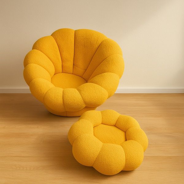 Pumpkin Lounge Chair and Ottoman Set - Orange