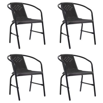 Metal Frame Plastic Folding Lounge Chair 4PCS - BLACK