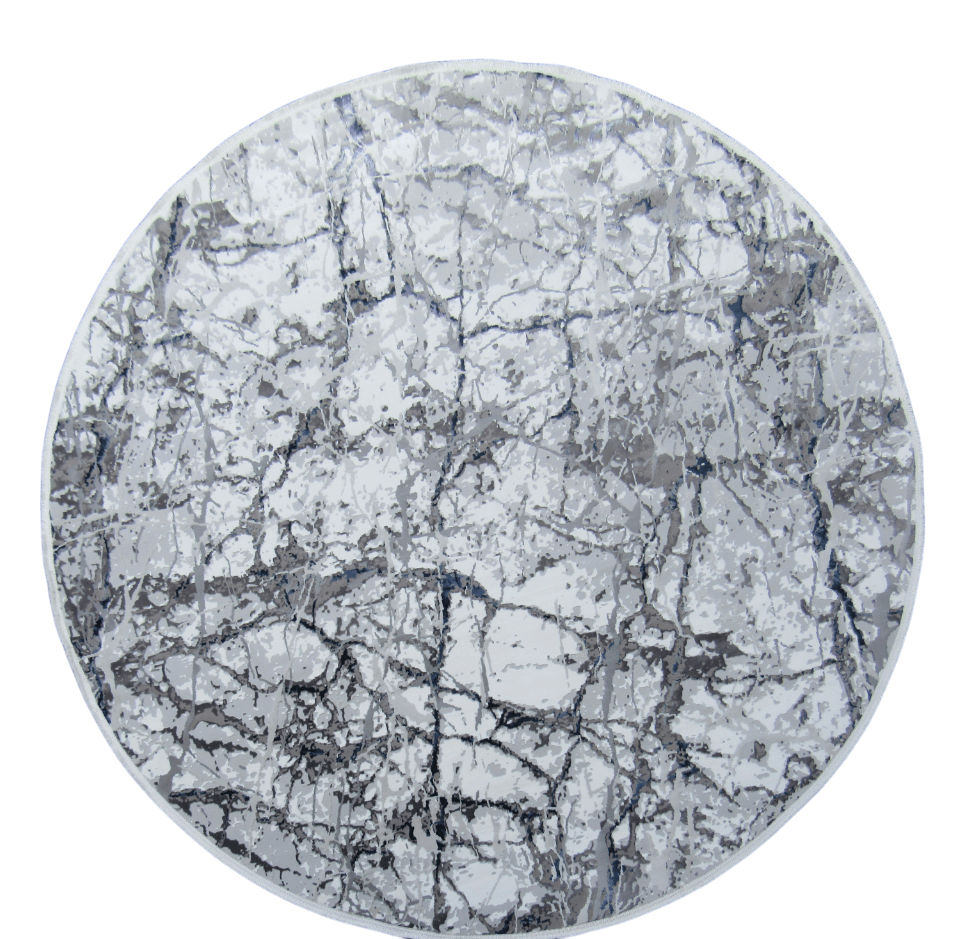 BK Carpets & Rugs – Modern Round Granite Sky Rug - Blue - Grey - White- 2m x 2m