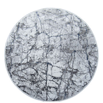 BK Carpets & Rugs – Modern Round Granite Sky Rug - Blue - Grey - White- 2m x 2m