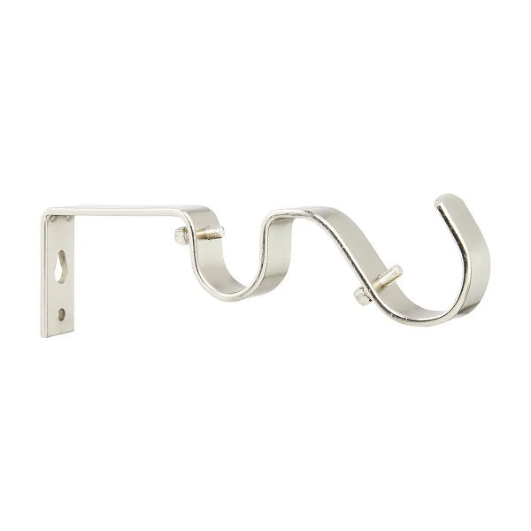 Steel Rod Metal Bracket, Double, Silver, 25mm BY WOODLY