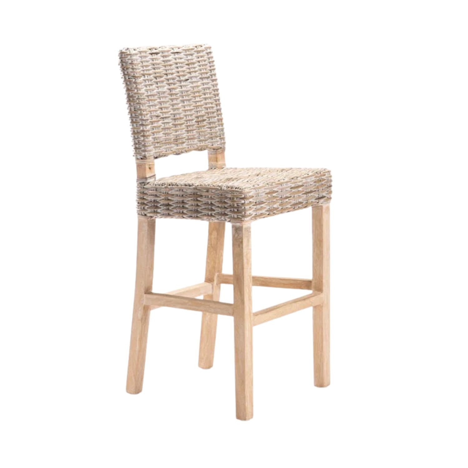 Whitewash Kubu Weave Kitchen Stool