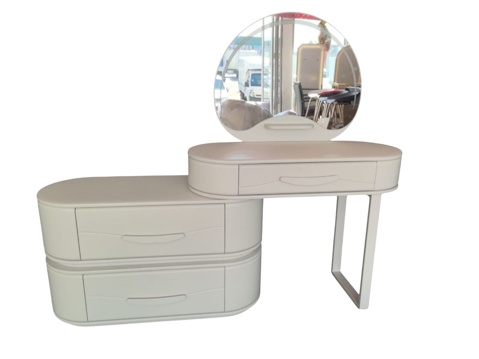 Modern Luxury Living Room Dressing Table With Light Mirror Solid Wood Free Standing Cabinet