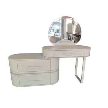 Modern Luxury Living Room Dressing Table With Light Mirror Solid Wood Free Standing Cabinet