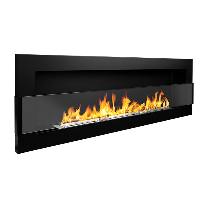 NOVAFLAME - Wall-mounted Bio-Fireplace with glass 1200x400 black structural matte