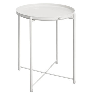 Round Metal Tray Side Table - White