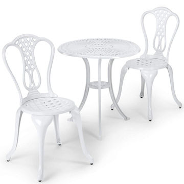 Lifespace Cast Aluminium 3pc Bistro Patio Garden Set with Curved Back (White)