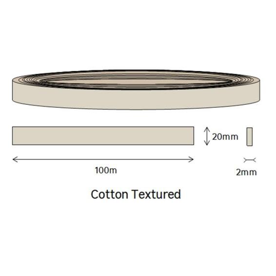 Edging PVC Roll Cotton Textured Stucco 2x20xmm-100m