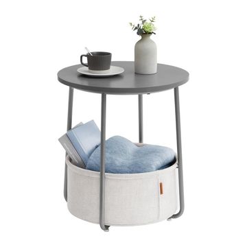 Bragg Dover Round Side End Table with Fabric Basket