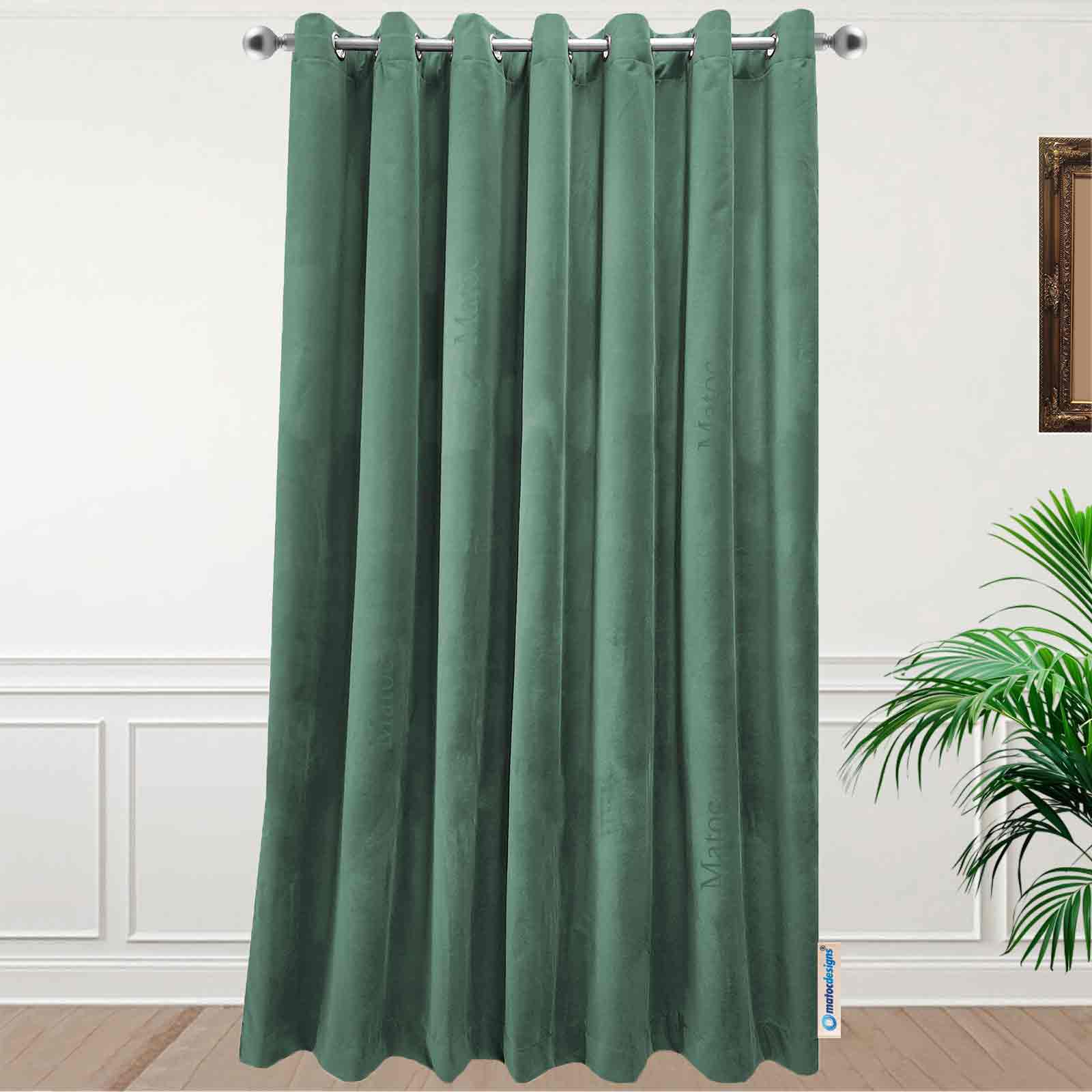Matoc Designs Curtain - Velvet Amazon Green - Lined - Eyelet - 285cm W x 233cm H