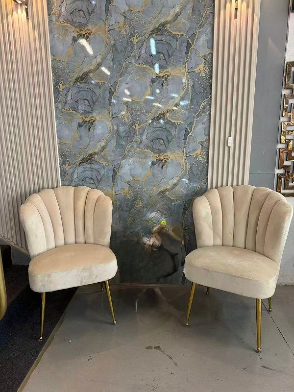 Prestige Home - Elysian Beige Dining Chair - Set 0f 2 - Gold Legs