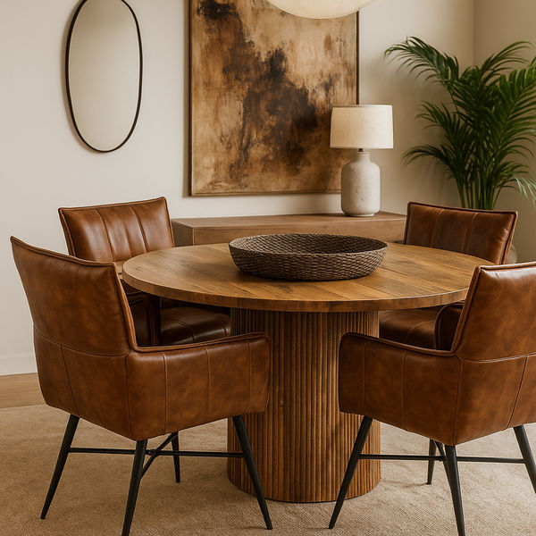 Earl Dining Set with Genuine Leather Chairs