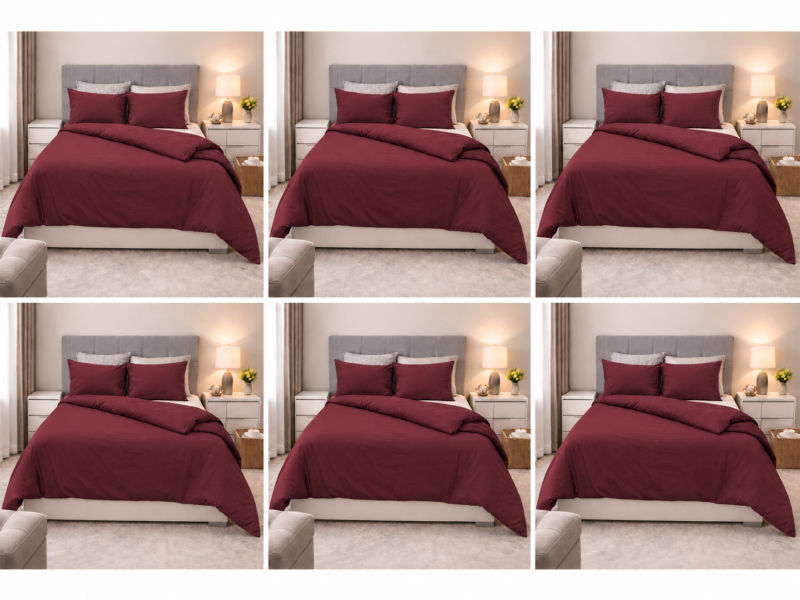 Everyday Collection Duvet Cover Set - Plain - 90GSM- (6Sets) Pomegranate - Single