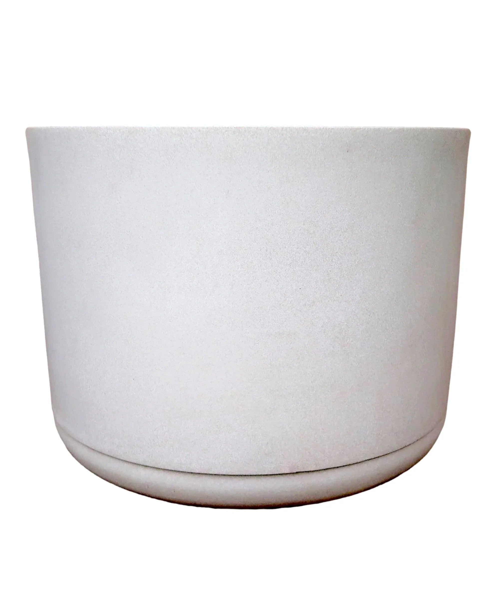 Match Cylinder Japi Planter With Saucer Low Large - Off White