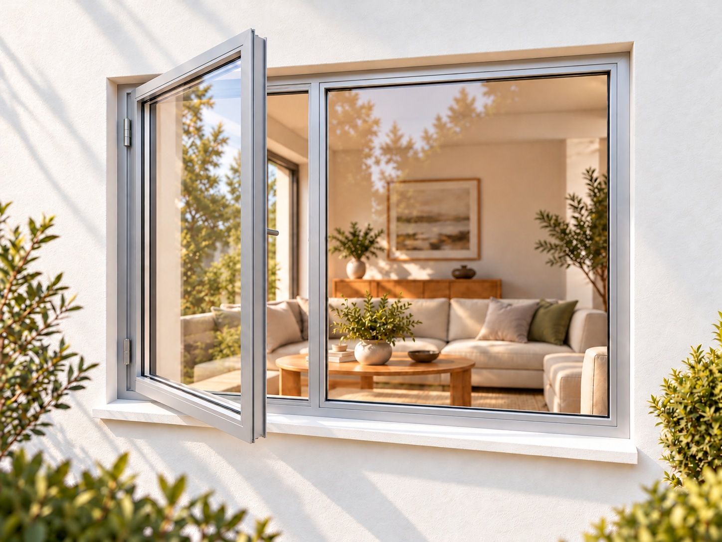 Kenzo Premium Side-Hung Aluminium Window - Silver, 1500 900 mm, Left Side Opener