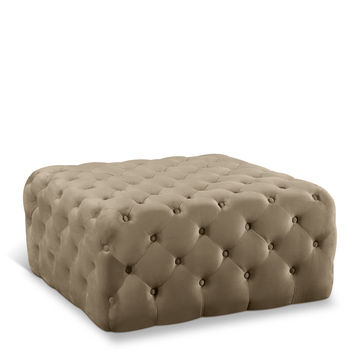 Clark Square Velvet Upholstered Ottoman Large Brown