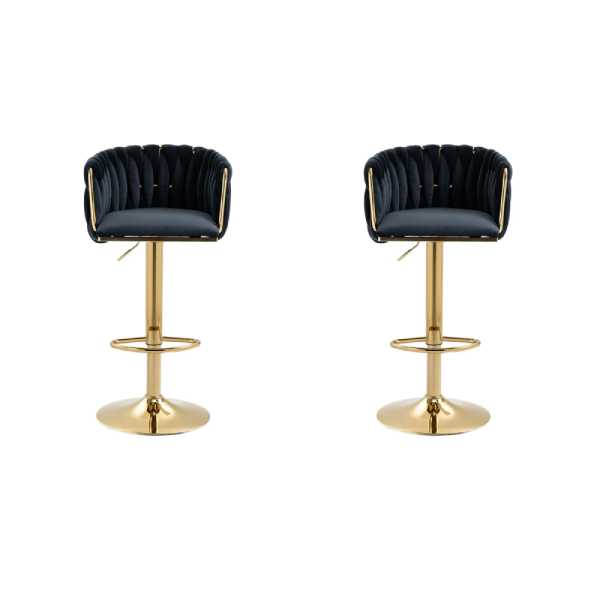 Harrington Velvet Barstool - Pack of 2 - Black, Gold