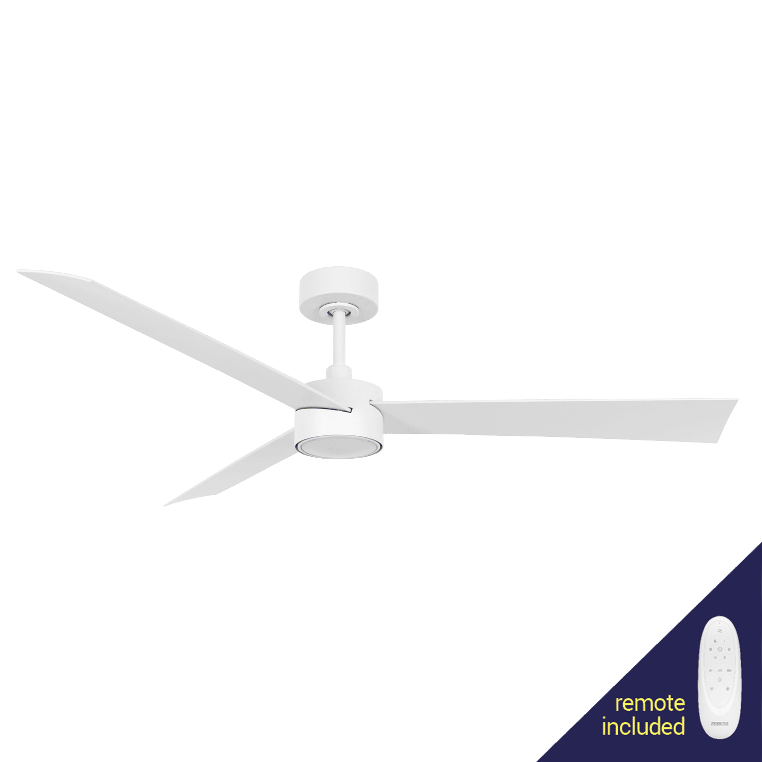 Zebbies Lighting Francolin White 2.0 DC Ceiling Fan with Daylight LED Globe and Remote Control