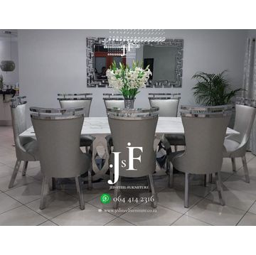 8-Seater Stainless Steel Dining Room Suite with Audi Table and a Quartz Top