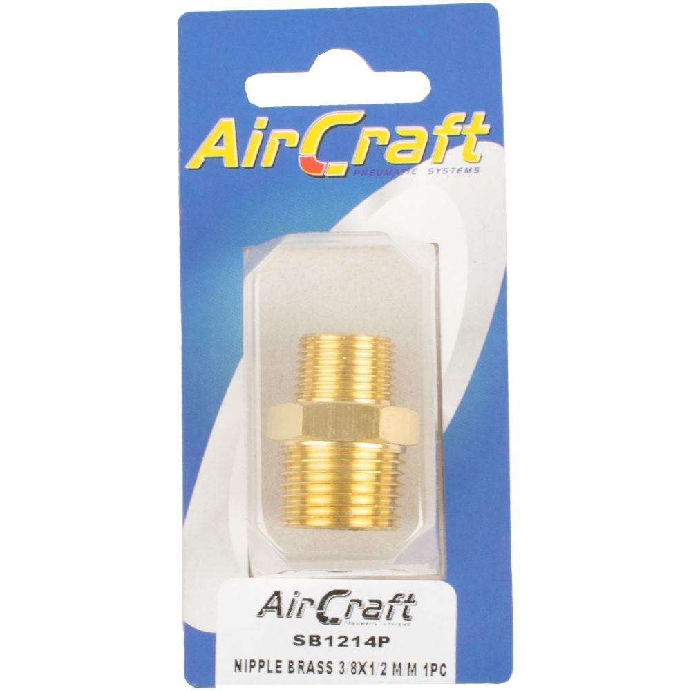 Aircraft - Nipple Brass 3/8 x 1/2 M/M 1 Piece Pack - 3 Pack