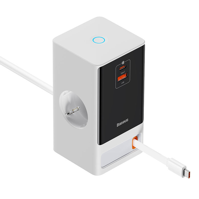 Baseus PowerCombo Series 65W Digital PowerStrip with Retractable-C Cable - Smart Version