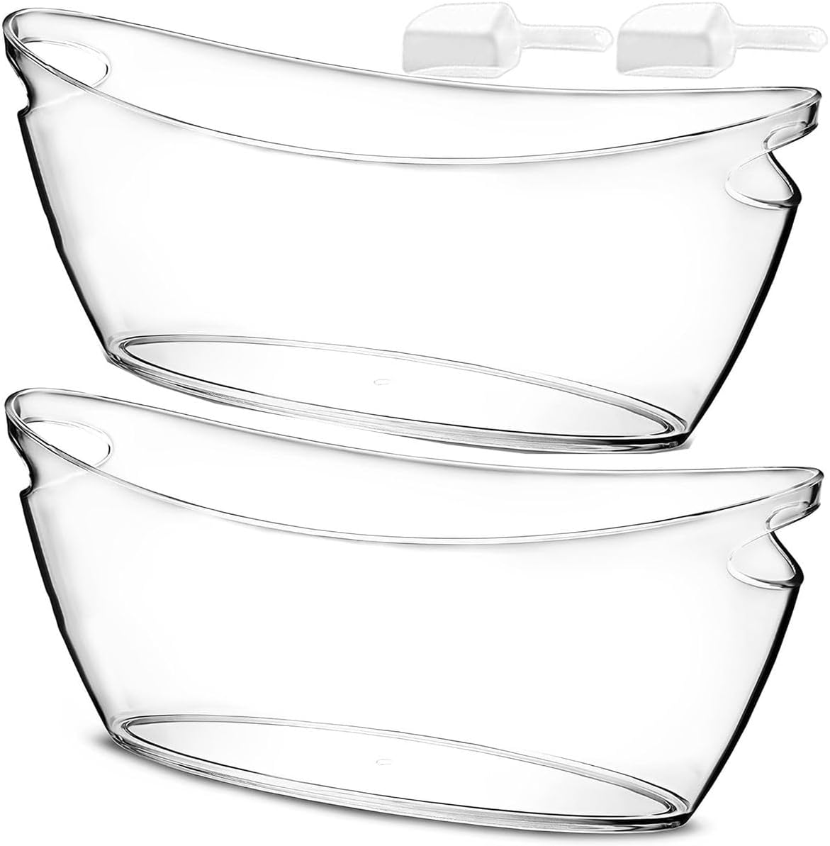2 Pack Clear Large Ice Buckets For Parties Drink Bottles With Scoop-5.5L