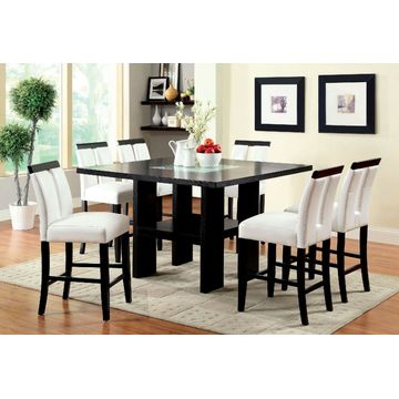 Counter Height 54'' Dining Table 6 seater - Cream White