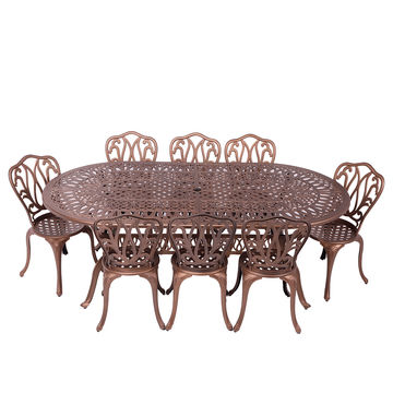 8 Seater - Lisa Aluminium Patio Set / Garden Furniture / Outdoor Dining Set    (8 Lisa Chairs with 214cm x 110cm Oval Elizabeth Table) - COPPER