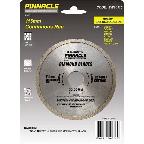 Diamond Blade Cont.Rim 115X22.22Mm Pinnacle